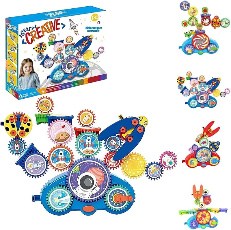 Space Electric Gear Building Blocks Toy Set Over 100 Shapes Boost Creativity Gift - Image 1